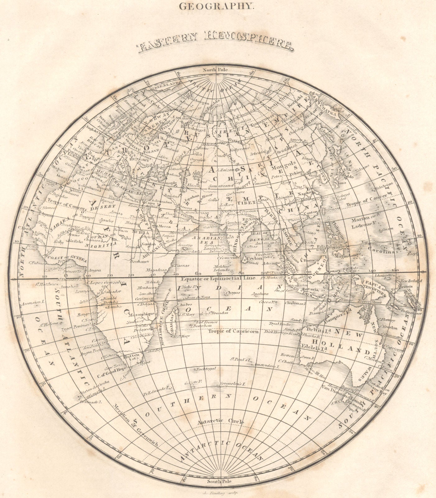 EASTERN HEMISPHERE. New Holland Africa Asia Europe Arabia 1830 old antique map